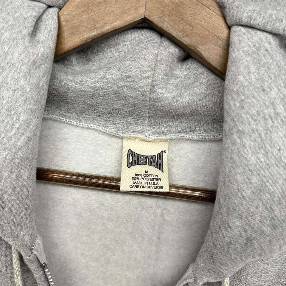 Sudadera con Capucha Vintage en Blanco Para Hombre Gris Medio Cremallera Hecha en EE. UU. Bolsillo Sudadera con Capucha NUEVA Foto 3 de 4