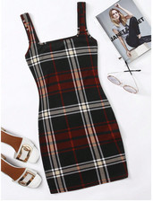 Multicolor  Essnce Plaid Bodycon Dress Sz XS S M L XL