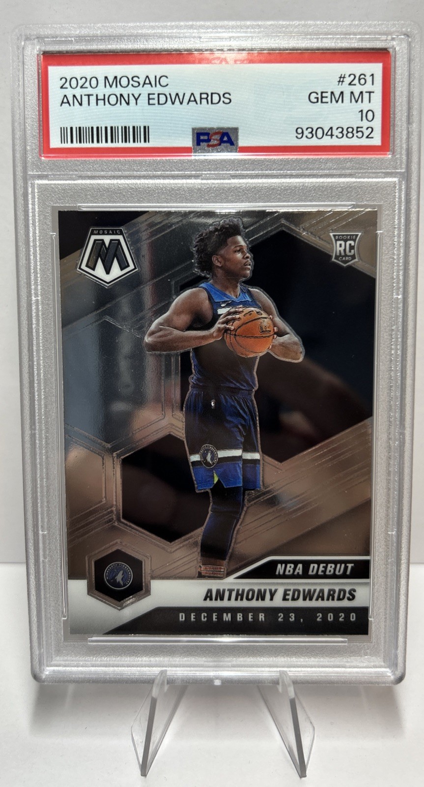 Anthony Edwards 2020 Panini Mosaic #261 Rookie RC Timberwolves PSA 10 Gem Mint