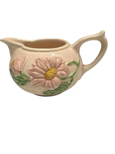 Vintage Hull Art USA Pink Pottery Creamer Pink Magnolias Matt Finish H-21-3 3/4"