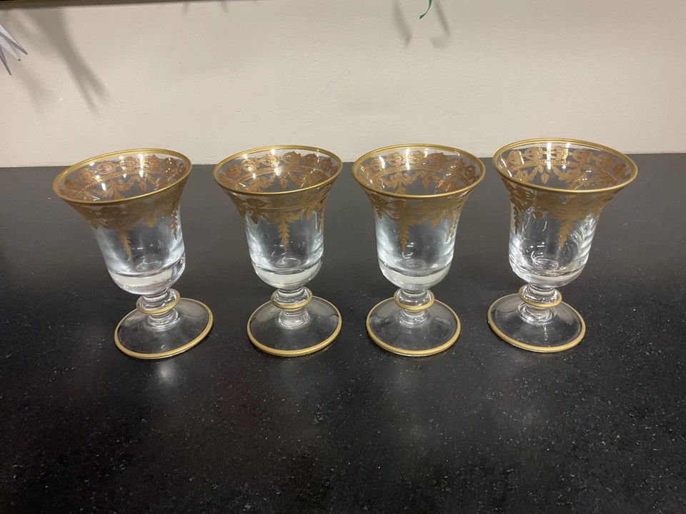 Juego de 4 vasos de agua/vino oro Arte Italica Vetro NUEVO sin caja Foto 3 de 4