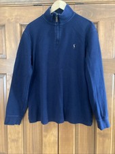 POLO Ralph Lauren Navy Estate Rib 1/4 Zip Pullover Mens Size Large L