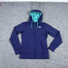 The North Face Hoodie Womens Small Blue Full Zip Hooded Fleece Jacket Thumbholes