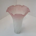 Vtg Pink & White Ombre Tulip Lily Frosted Glass Shade From Tiffany Style Lamp