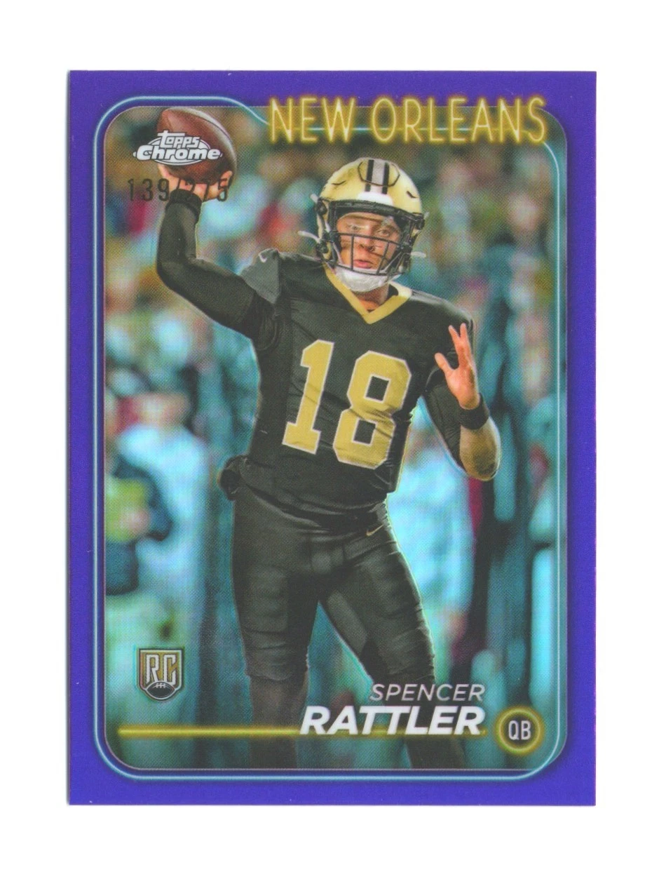2024 Topps Chrome Spencer Rattler #213 Rookie RC Purple Refractor /275