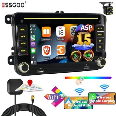 Android 15 2+64GB Autoradio GPS Carplay Für VW GOLF 5 6 Plus Polo Passat Tiguan