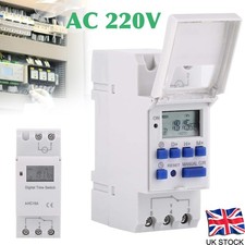 Programmable Digital LCD Time Relay Switch DIN Rail Control Timer 220V 15A UK