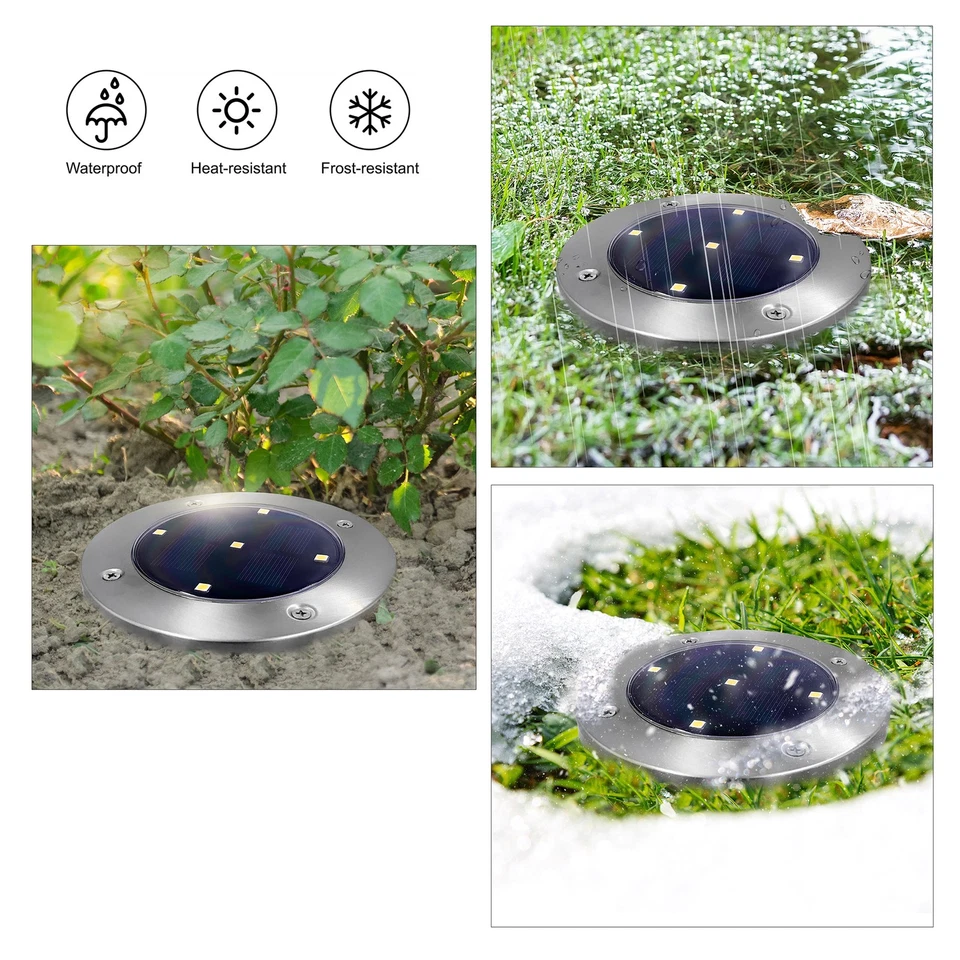 Mainstays 2-Pk: Solar Stainless Steel LED Landscape Disc Lights, 12 Lum, 4 Ea 🆕 - Image 4 of 4