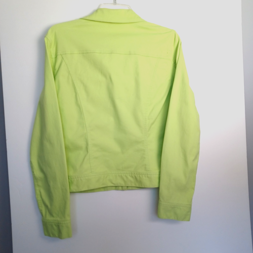 Chadwick's of Boston Women's M Lime Green Denim Jacket Stretch Cotton Jean Coat - Picture 6 of 16