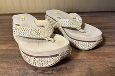 Volatile Island Wedge Thong Sandals Raffa Upper Size 8 M Resort Chic