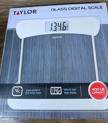 Taylor Glass Digital Bathroom Scale 400 Lb Capacity Big LCD Display White New