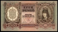 HUNGARY 1000 PENGO 1943 P#116 Ungarn UNC