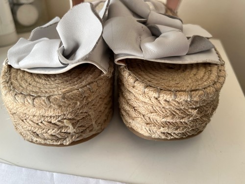 Topshop Sandals Size UK 4 White Leather Espadrille Platform Summer Holiday Beach - Picture 7 of 12