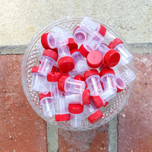 36 Tiny Tubes Vial RED CAP Container Mining Powder Herbs Geocache 2205 DecoJars - Picture 3 of 6