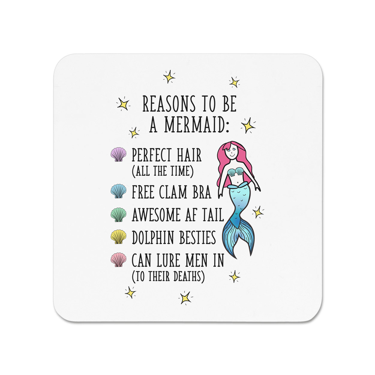 Reasons To Be A Mermaid Fridge Magnet - Mermaids Funny