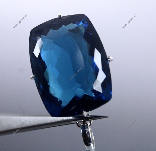 Blue Spinel Gemstone 86 Ct Sterling Silver Jewelry Handmade Cushion Pendant - Picture 3 of 6
