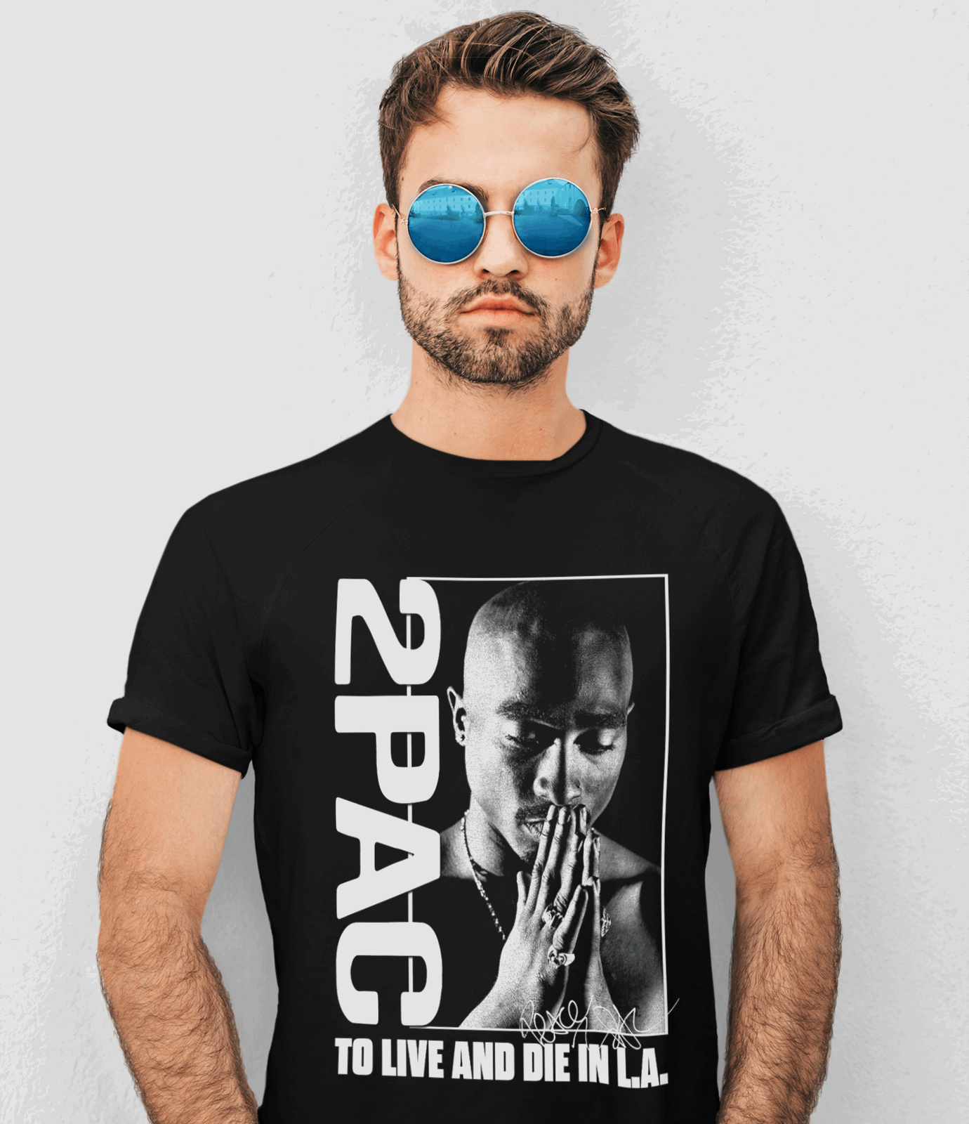 ALTRA T shirt 2Pac nera unisex per vivere e morire a Los Angeles