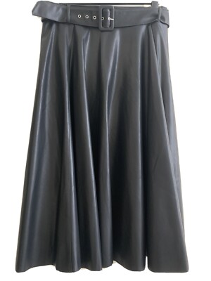 Taifun Leather Look Skirt Black Size 14
