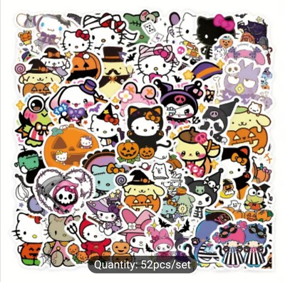 10 PCS Halloween Theme Sanrio Hello Kitty (Unofficial) Stickers BRAND NEW