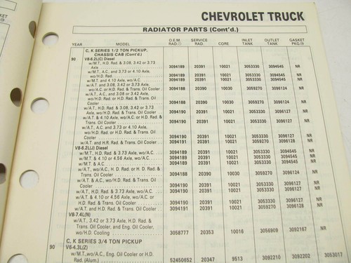 Acdelco 4A-1990 Complete Radiators Cores And Parts Guide 1990 54 Pages - Foto 3 di 9