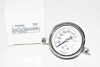 #ad NEW Stark Industries 23B 2K C Pressure Gauge 2.5#x27;#x27; 2 1 2#x27;#x27; 0 2000 psi 1 4#x27;#x27; NPT $30.98