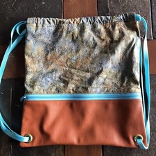 Boho Festival Hiking Travel Fabric And Vegan Leather Backpack