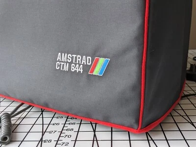 MONITOR AMSTRAD CTM 640/644 - Cubierta antipolvo - lona algodón gris bordado
