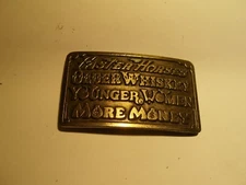 VTG 1977 The Great American Belt Buckle Co Chicago Faster Horses More Money #750
