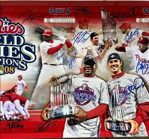 2008 World Series Champion Phillies Team Signed Photofile 12 x 36 Photo - Picture 4 of 5