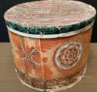 Rare Signed  Early19th C. Handmade Antique Amer. Wallpaper Bonnet/Hatbox Large — photo 5