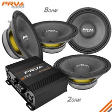4x Prv Audio 10mr650a Midrange 10" 8 Ohm + Qs3000 2 Ohm Full Range 3k Watt Amp