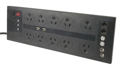 Powertech Powerboard 10 Way Home Theatre Surge Protected MS-4033 - Picture 3 of 3