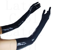 100 Latex Rubber Black elbow mid-length five-finger gloves S-XL