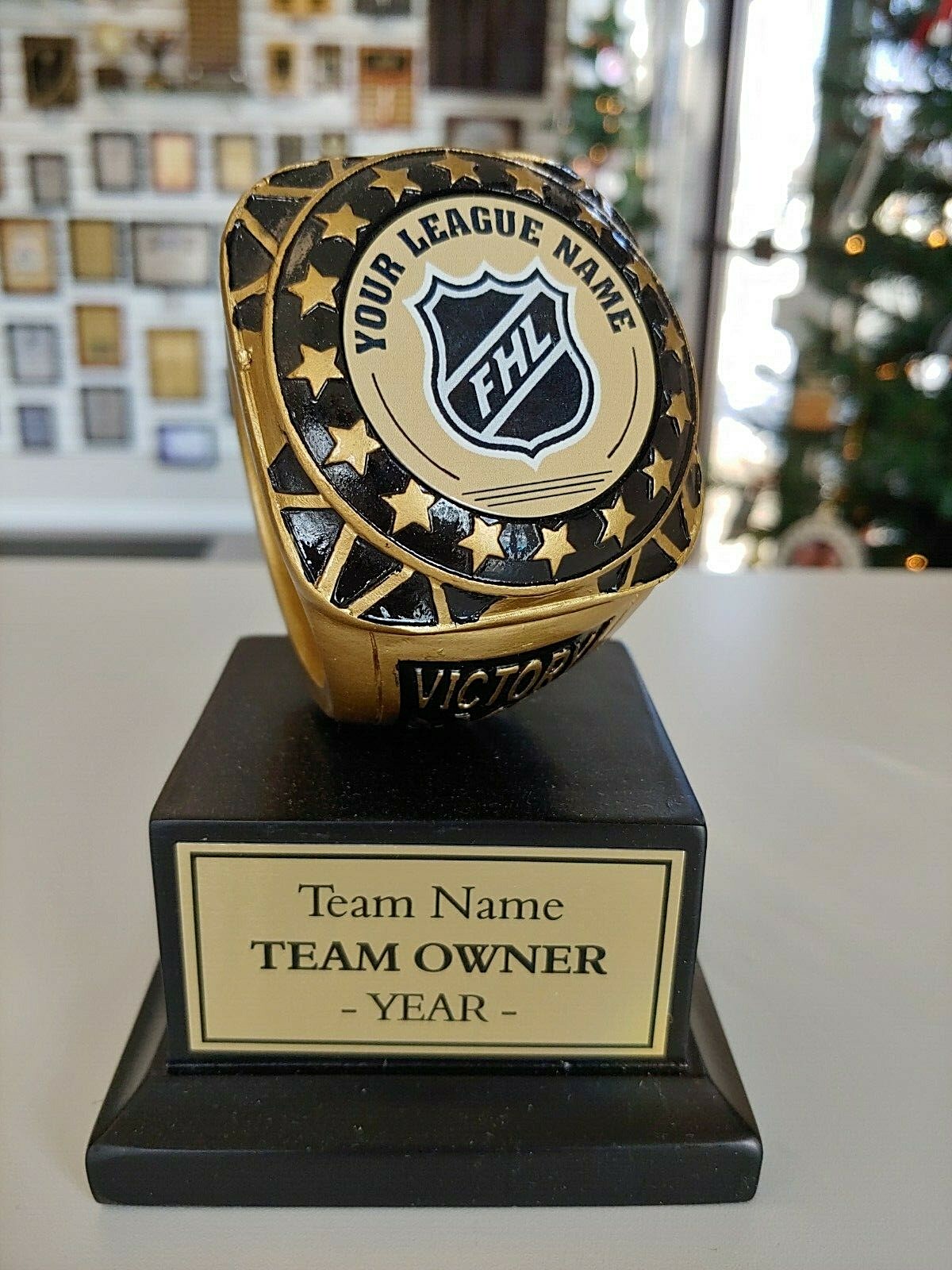 FANTASY HOCKEY TROPHY CHAMPIONSHIP RING AWARD NEW 5 1/4" TALL RESIN P