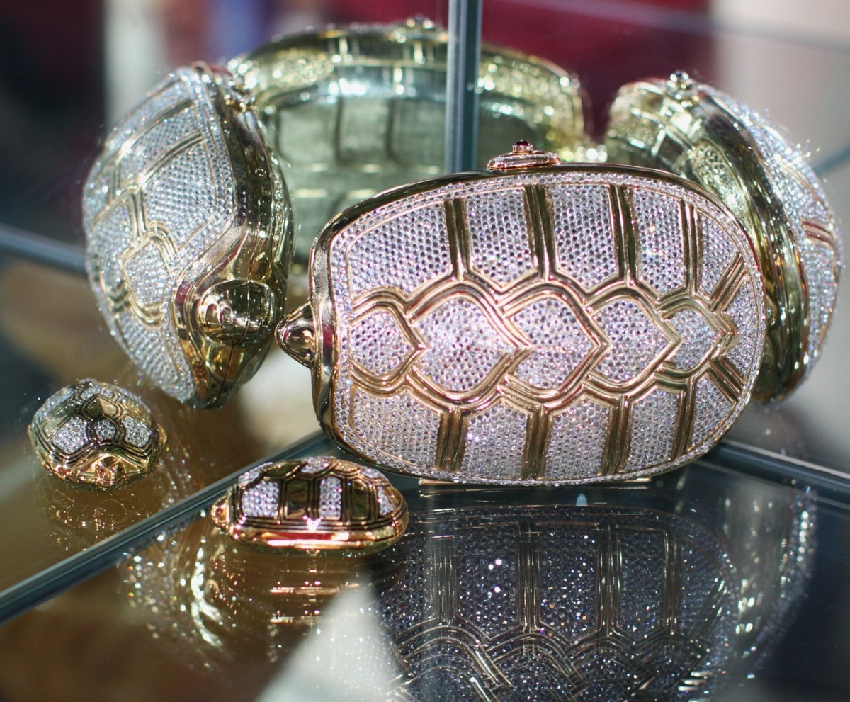 JUDITH LEIBER SWAROVSKI CRYSTAL TURTLE TORTOISE BOX MUSEUM BAG