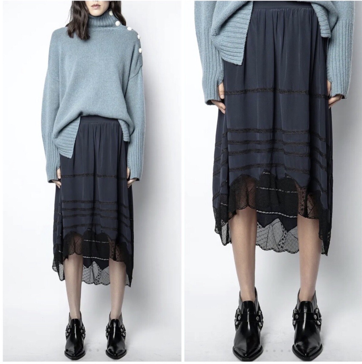 Zadig and Voltaire Joslin Silk Skirt Size 34 Retail 358.00