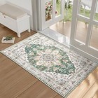 Green Area Rug 2x3 Small Vintage Rug Ultra-Thin Washable Entryway Rug Soft No.