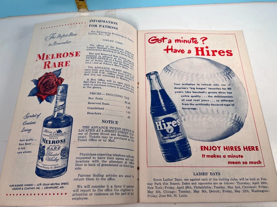 1950 Boston Red Sox Baseball Program vs Yankees UNScored Ted W. & Joe D.🔥HGrd - Image 3 of 4