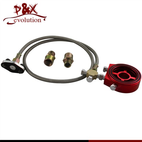 Red Oil Filter Sandwich Adapter Plate Fitting+ Fuel Line for SR20DET