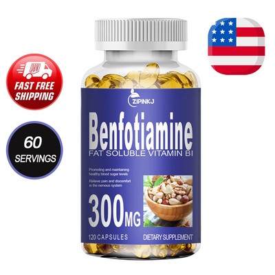120pcs Benfotiamine Capsules 300mg - L-lecucine - Fat & Water Soluble Vitamin B1