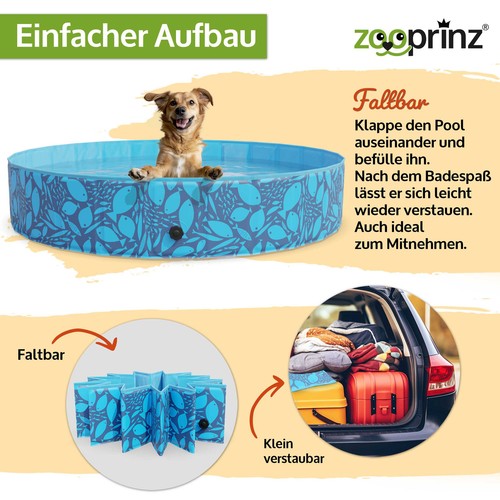Hundepool Planschbecken Faltbar Blau Baby Swimmingpool Bad Schwimmbecken - Bild 13 von 24