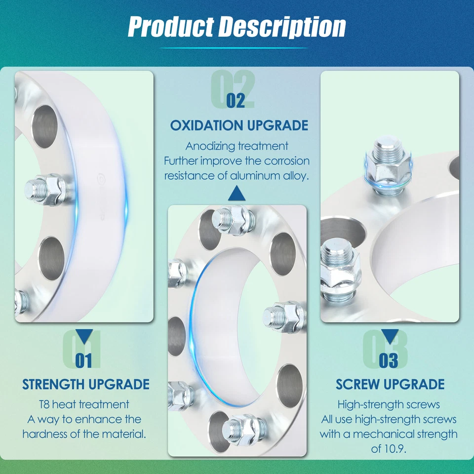 4PC 2" Wheel Spacers 5x150 14x1.5 for Toyota Tundra Sequoia Lexus LX470 LX570 - Image 3 of 4