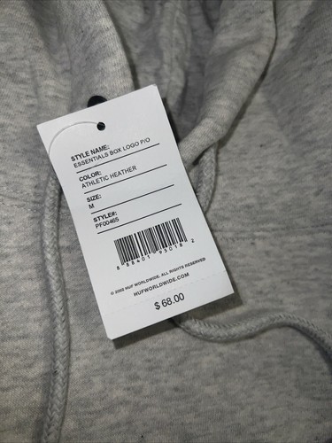 HUF Set Box Logo Pullover Hoodie Light Grey Red Logo Mens Sz M Brand New - Picture 3 of 5