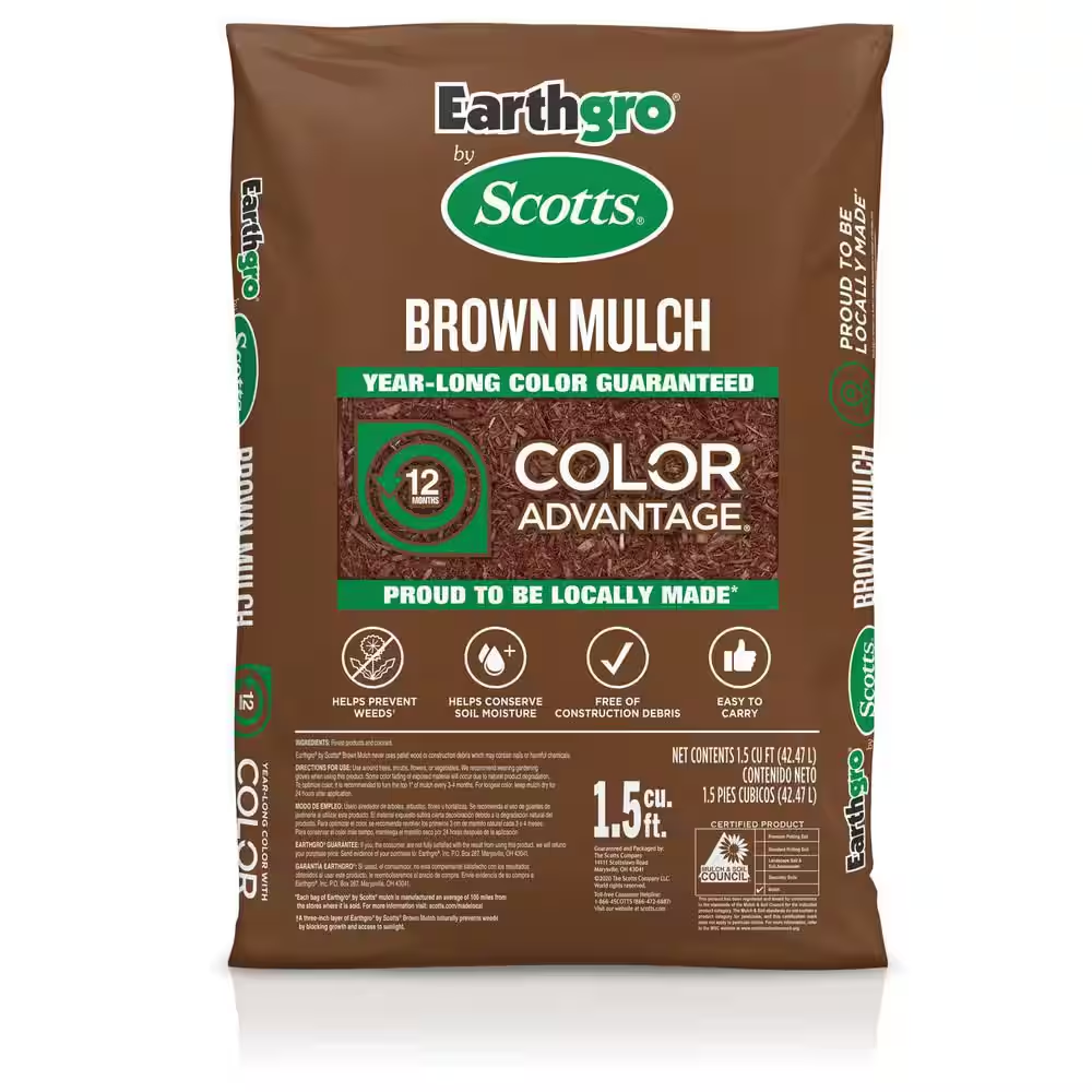 Earthgro 1.5 cu ft Brown Wood Mulch Bag Shredded Landscape Garden