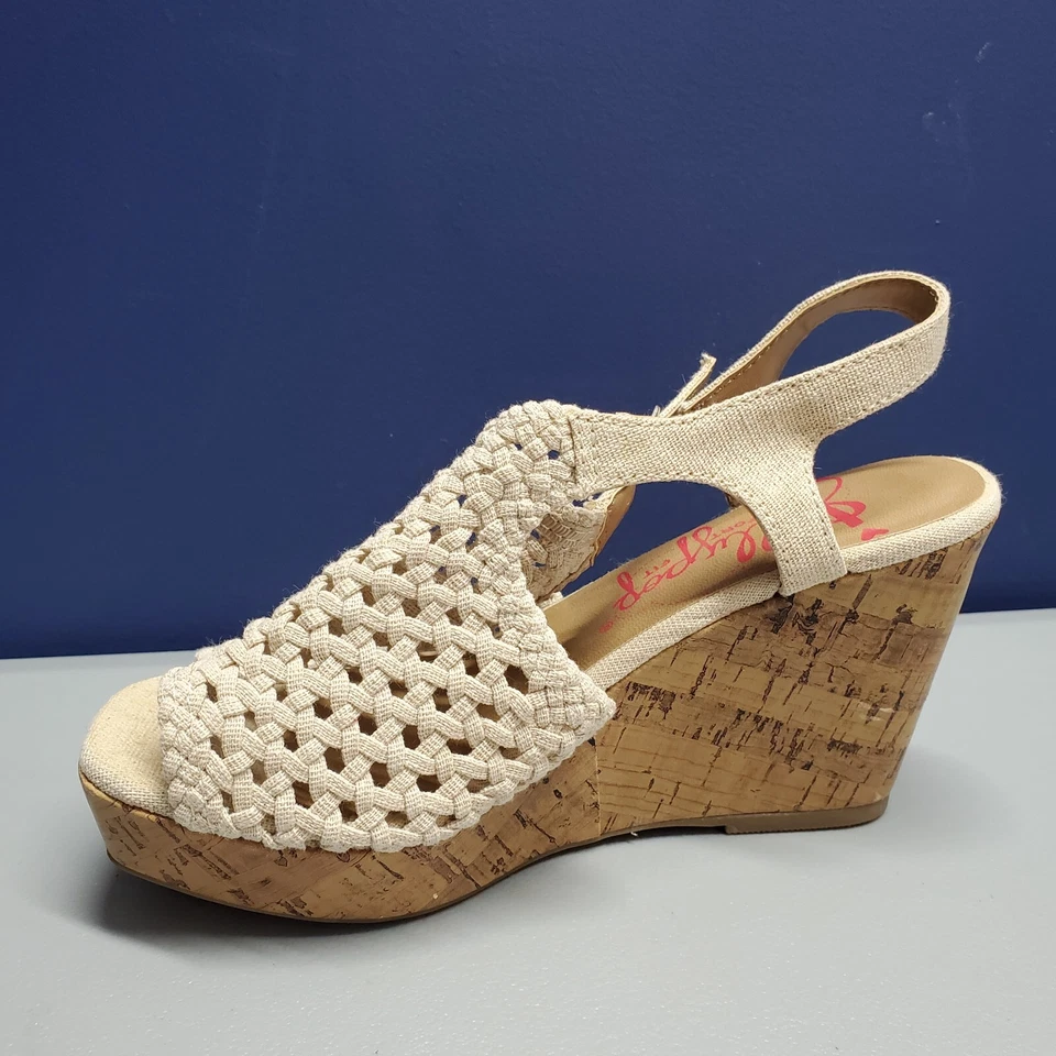 Sandalias de cuña Jellypop Adelie para mujer talla 6,5 M tostadas ganchillo cómodas con correa trasera Foto 4 de 4