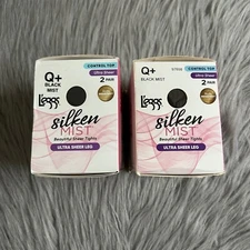 L'eggs Ultra Sheer Leg Pantyhose Tights Womens Size Q+ XL Black Mist Control Top