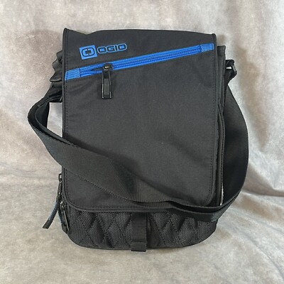 New OGIO TECHNOLOGIO Shoulder Bag 9''x11'' Black and Blue RS.655 Ogio Bag