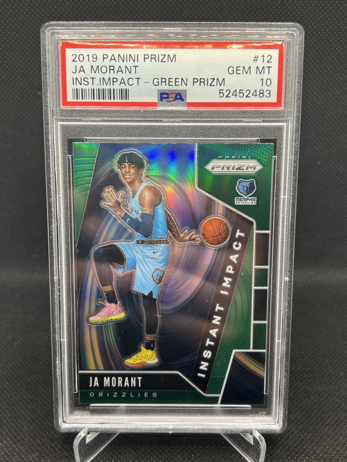 Ja Morant 2019-20 Panini Prizm Instant Impact Green Rookie RC PSA 10 Gem Mint