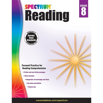 Spectrum Reading Comprehension Grade 8, Ages 13 to 14, 8th Grade Workbooks, ...