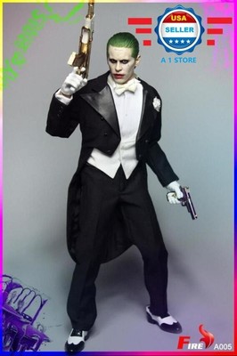 1 6 Joker Jared Leto Head Sculpt Tuxedo Suit Costume Set Gold Ak47 Suicide Squad Ebay
